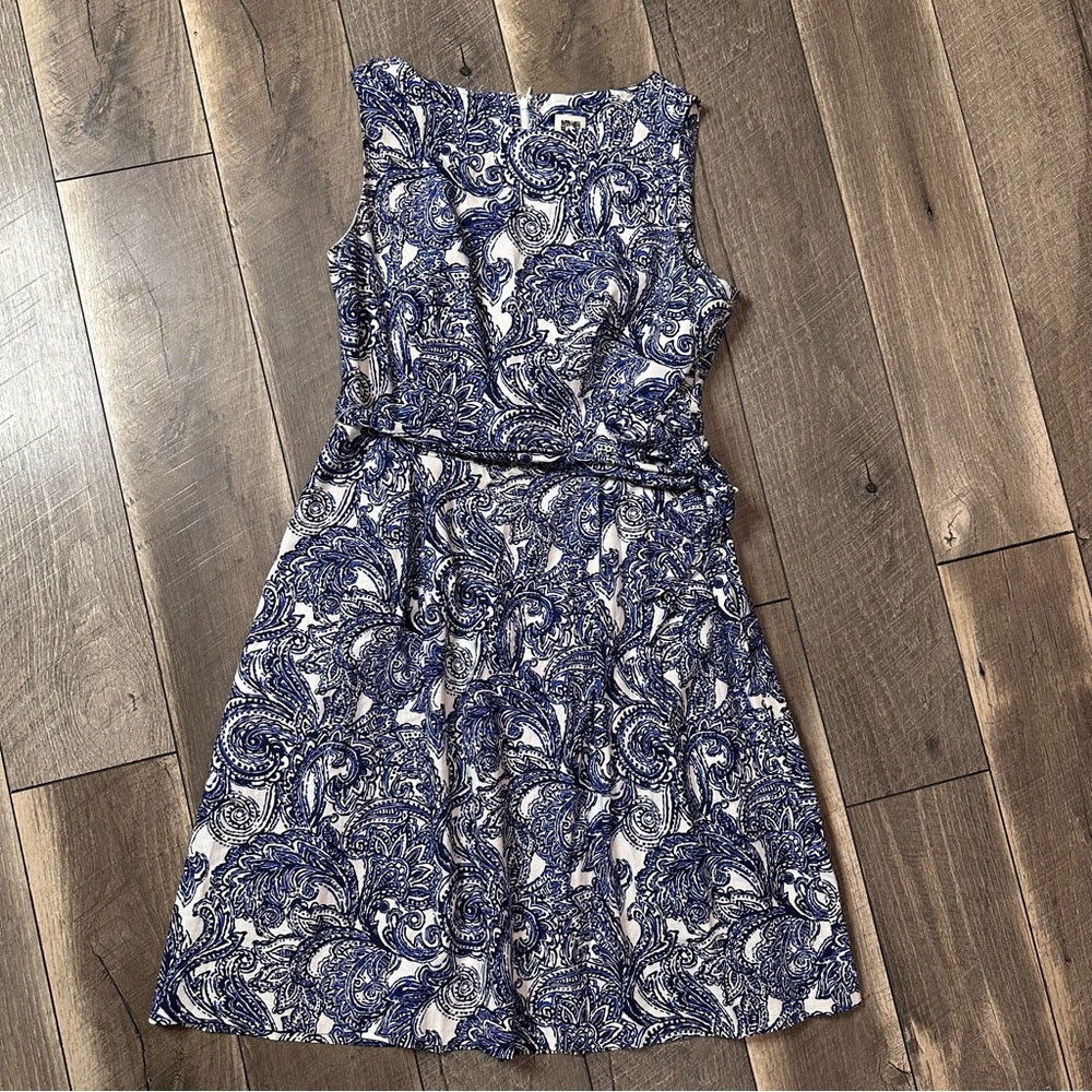 Anne Klein Linen Blend Tie Waist Sleeveless Dress