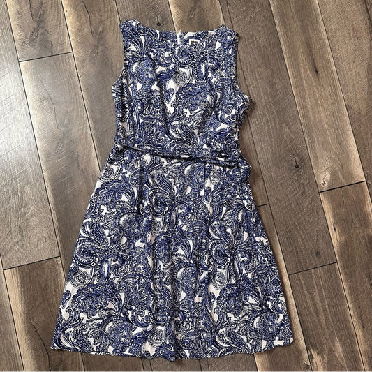 Anne Klein Linen Blend Tie Waist Sleeveless Dress