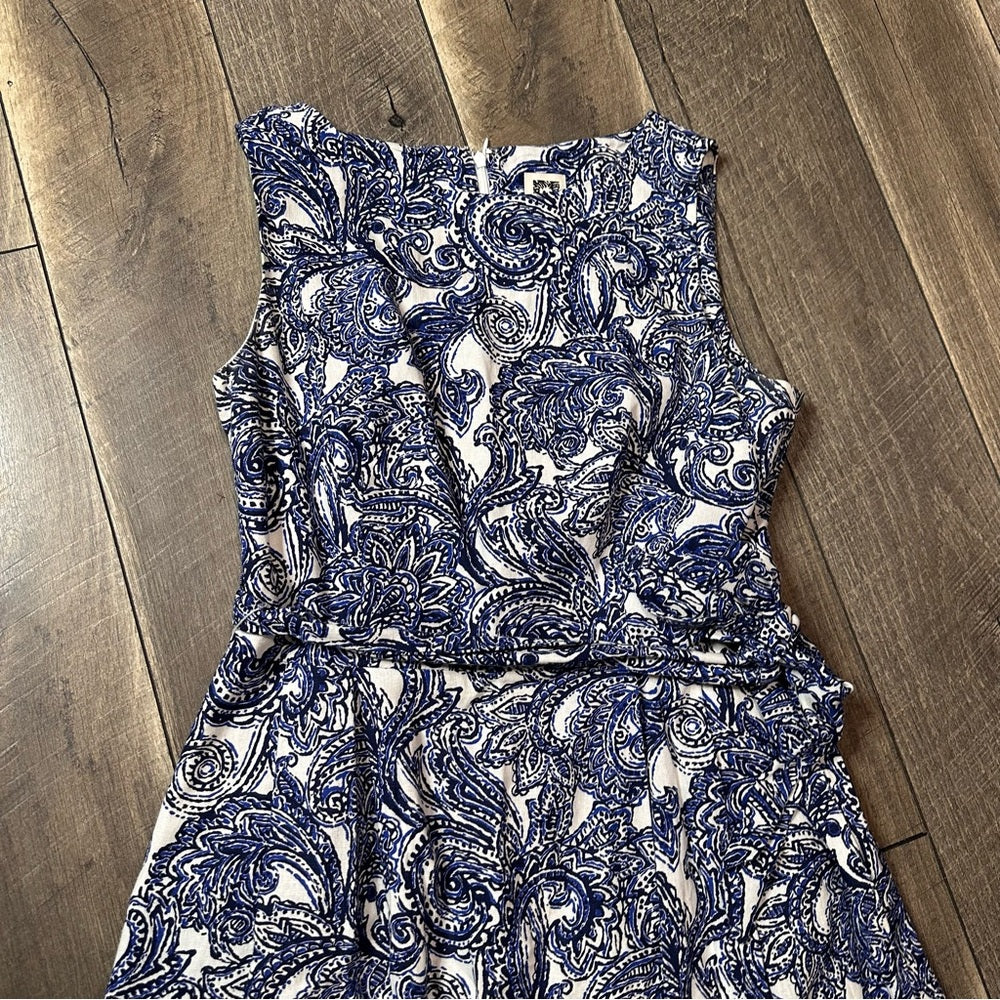 Anne Klein Linen Blend Tie Waist Sleeveless Dress