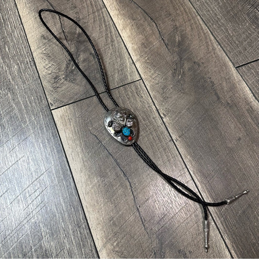 Vintage Navajo Turquoise/Coral Bolo Tie