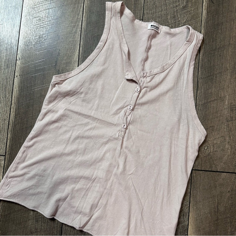 LA Made Cream Button Tank Top