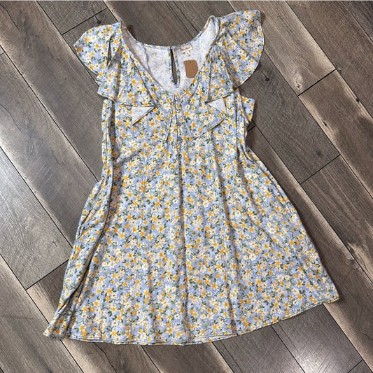 Hem & Thread Floral Linen Blend Dress