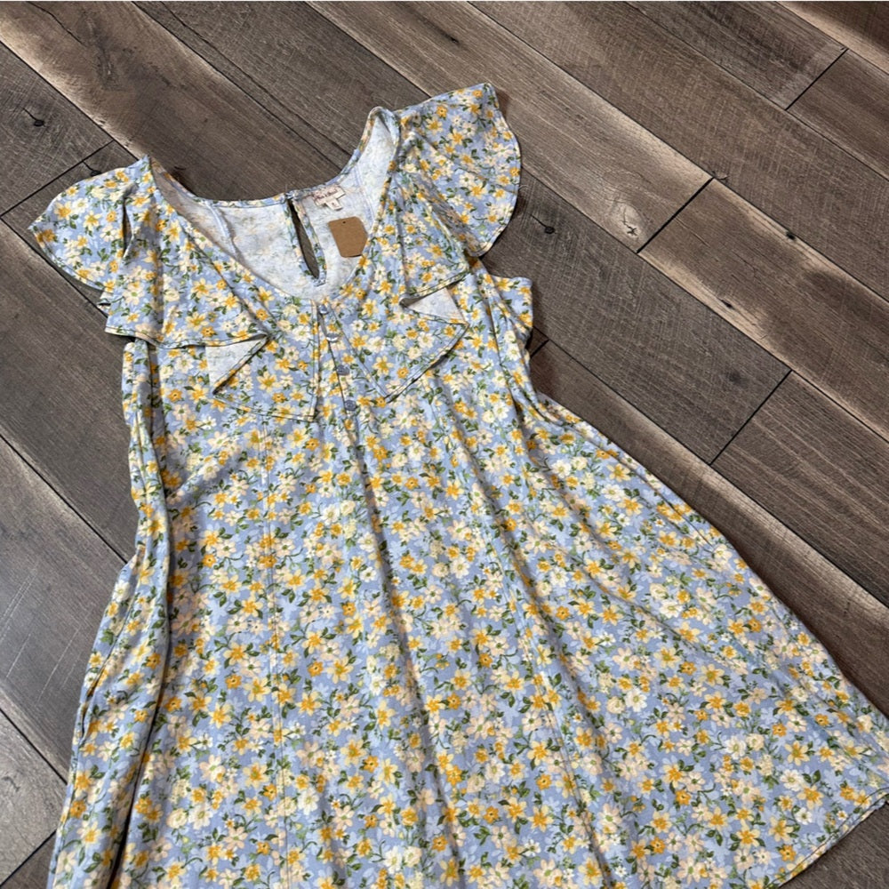 Hem & Thread Floral Linen Blend Dress