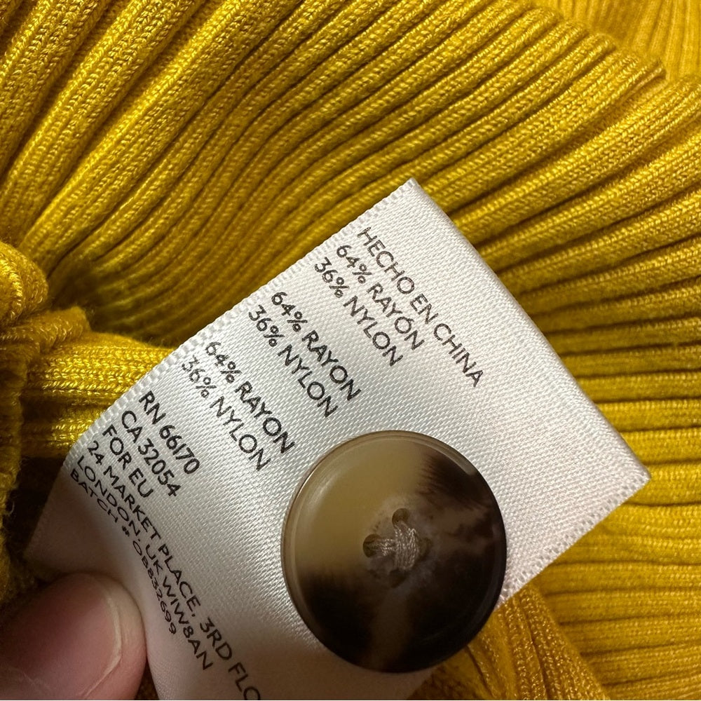 Anthropologie Moth Mustard Ribbed Turtleneck Sweater