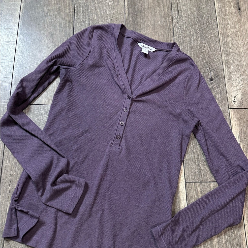 Athleta 1/2 Button Down Long Sleeve