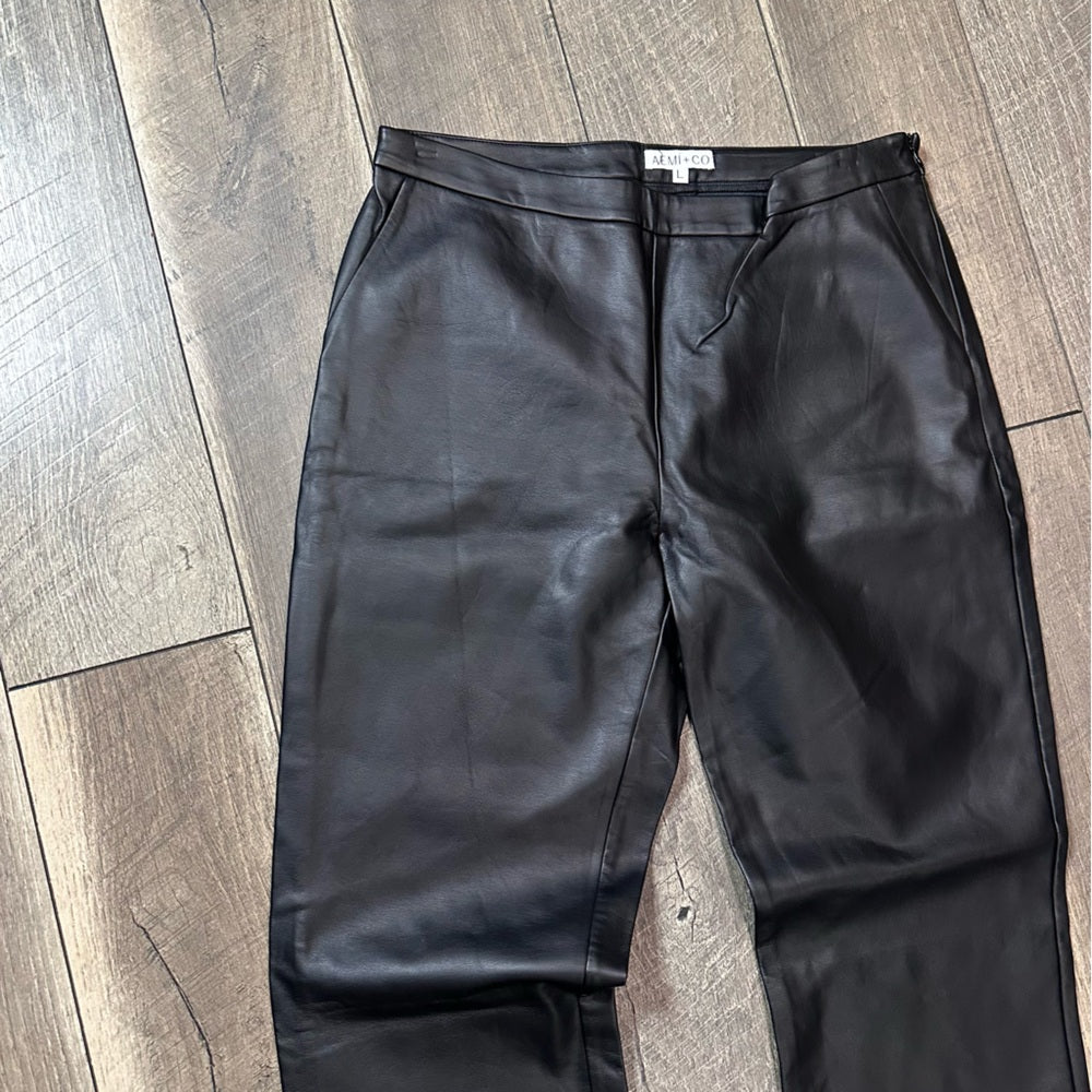Aemi & Co Black Faux Leather Pants