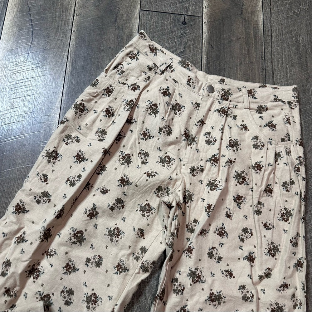 Polagram Floral Pleated Wide Leg Pants