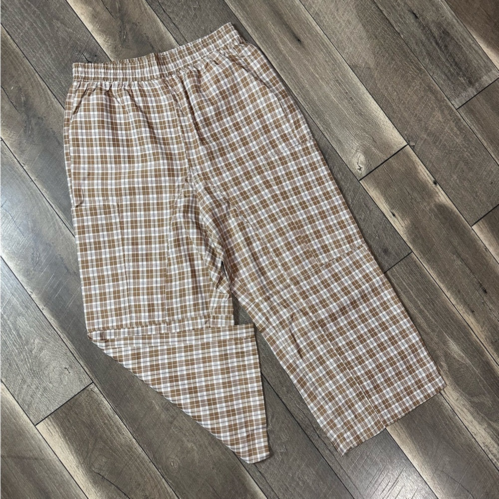 So Me Lightweight Plaid Cargo Wide Leg Pant