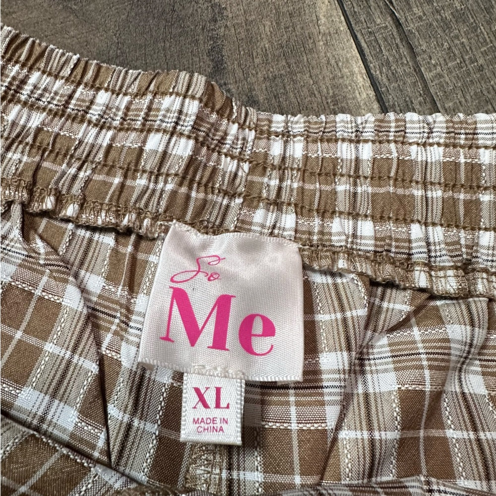 So Me Lightweight Plaid Cargo Wide Leg Pant