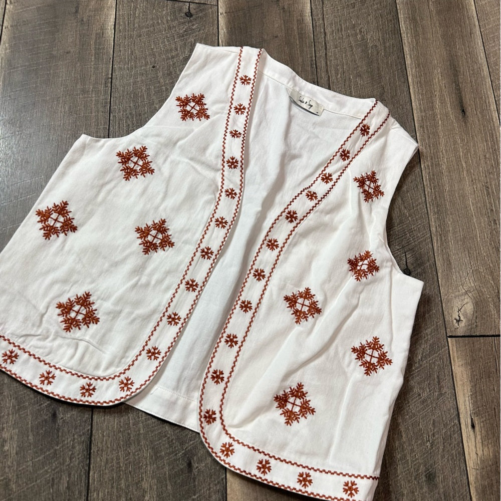 Sadie & Sage Westerly Embroidered Open Vest