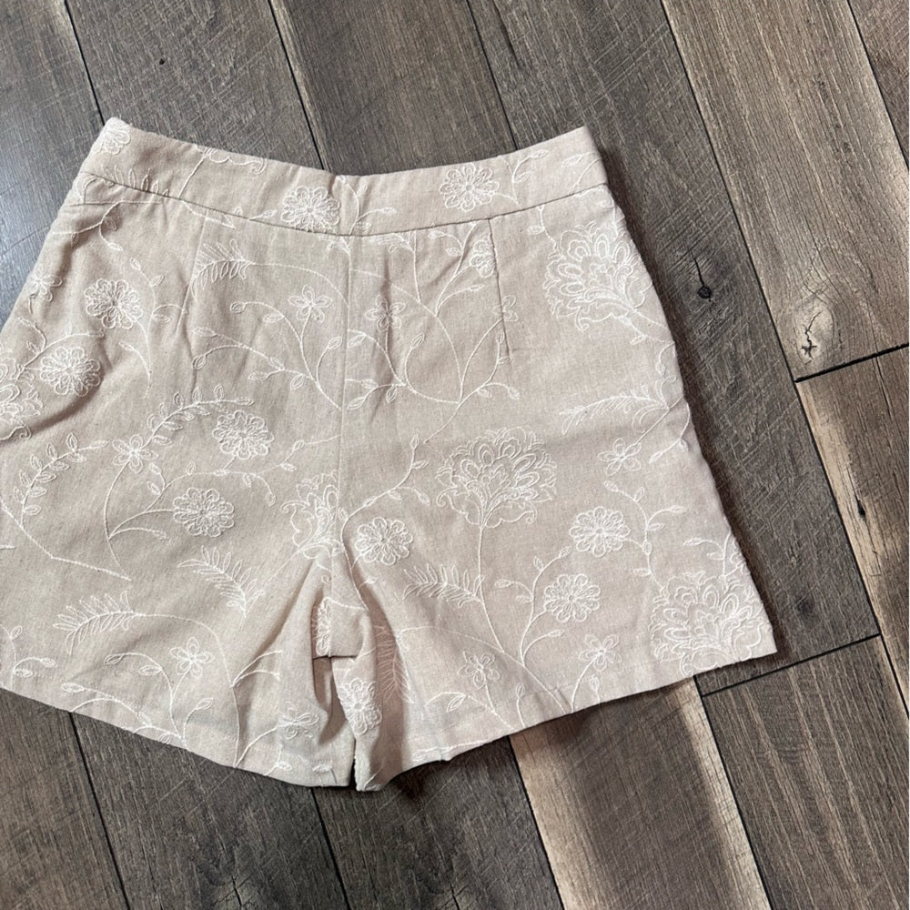 Miou Mouse Floral Embroidered Shorts