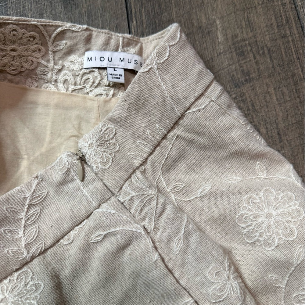 Miou Mouse Floral Embroidered Shorts