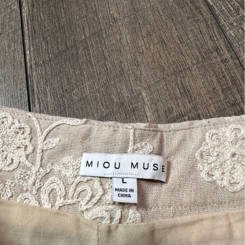 Miou Mouse Floral Embroidered Shorts