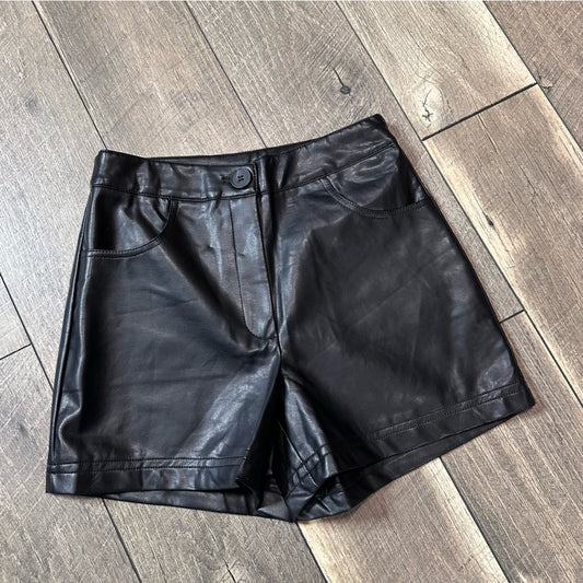 Black Tape Faux Leather Hi Rise Shorts