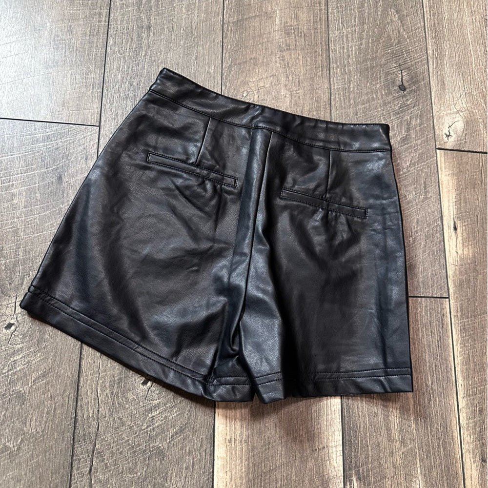 Black Tape Faux Leather Hi Rise Shorts