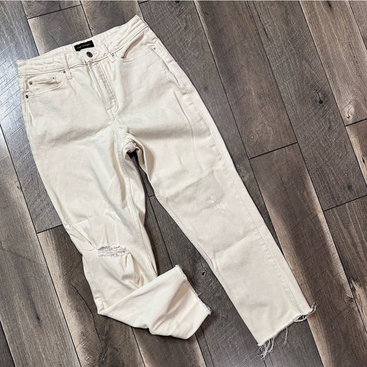 Free Assembly Cream Super Hi Rise Straight Leg Jeans