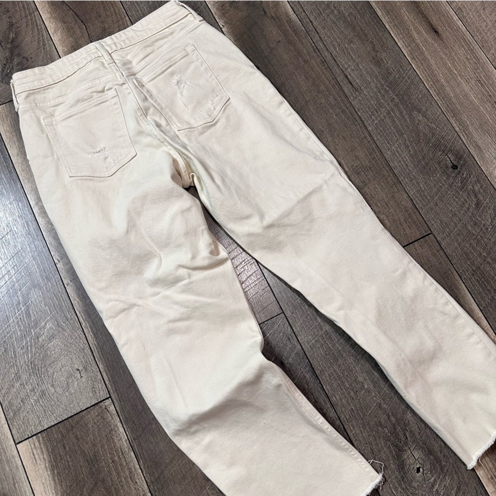 Free Assembly Cream Super Hi Rise Straight Leg Jeans