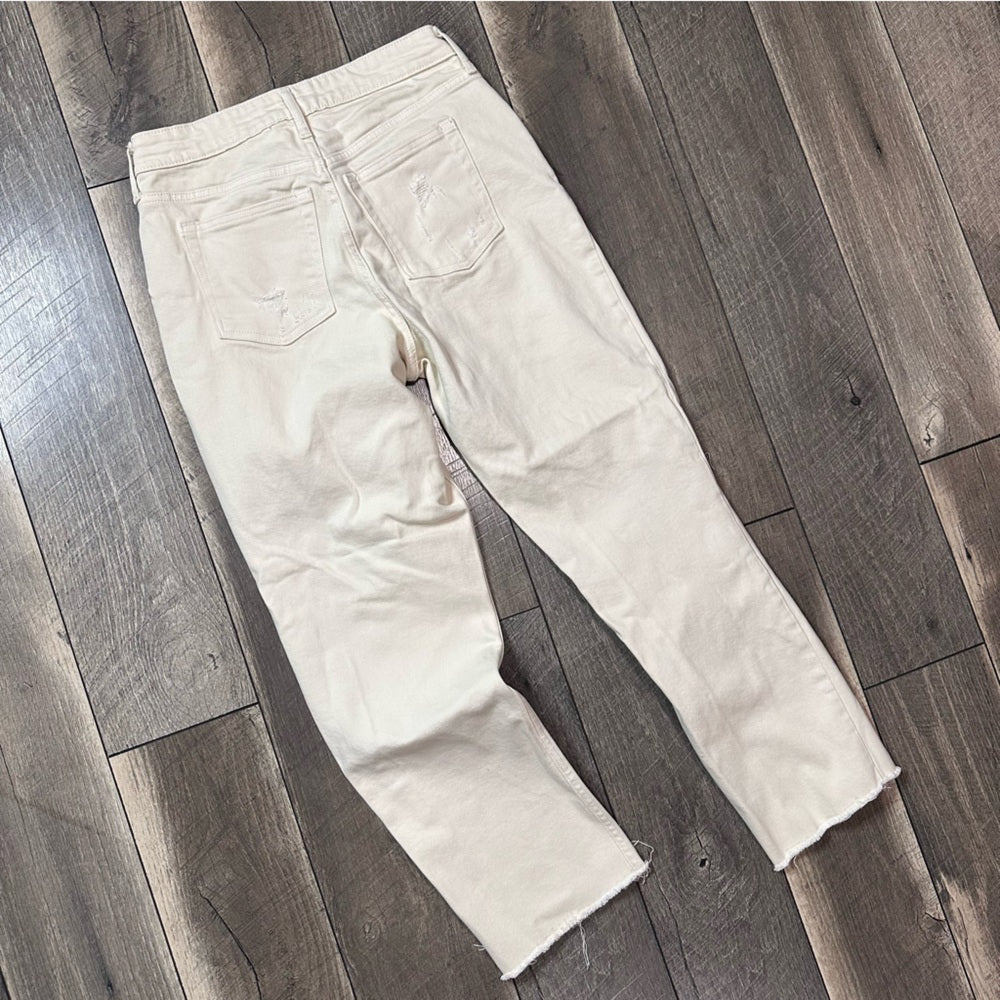 Free Assembly Cream Super Hi Rise Straight Leg Jeans