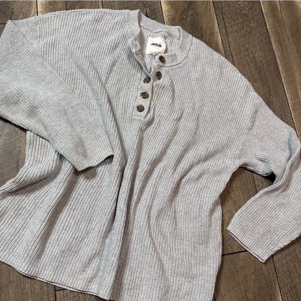 Aerie 1/2 Button Knit Pullover