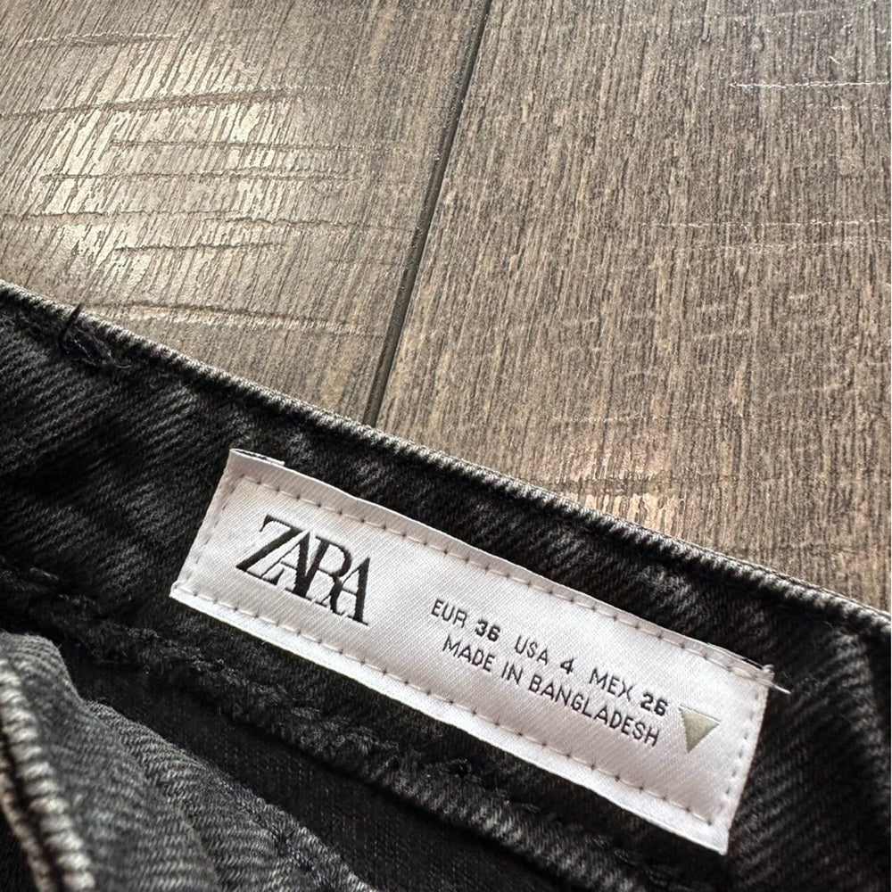 Zara Black Hi Rise Distressed Shorties
