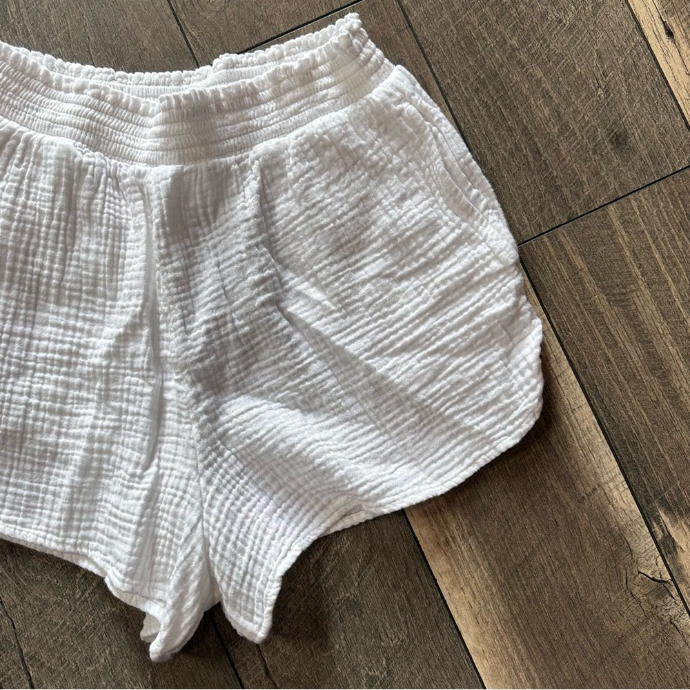 Aerie White Cotton Gauze Shorts
