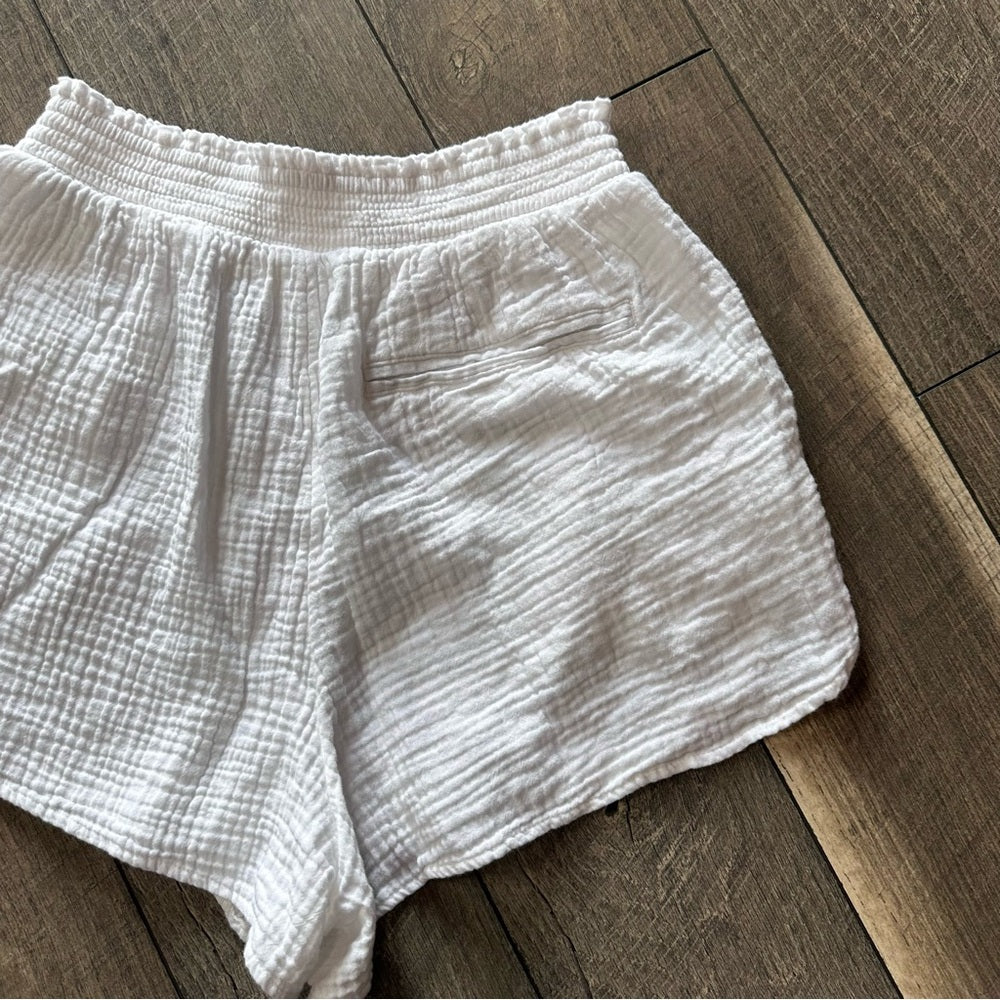 Aerie White Cotton Gauze Shorts