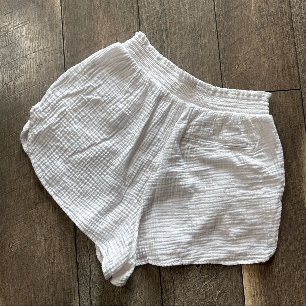 Aerie White Cotton Gauze Shorts