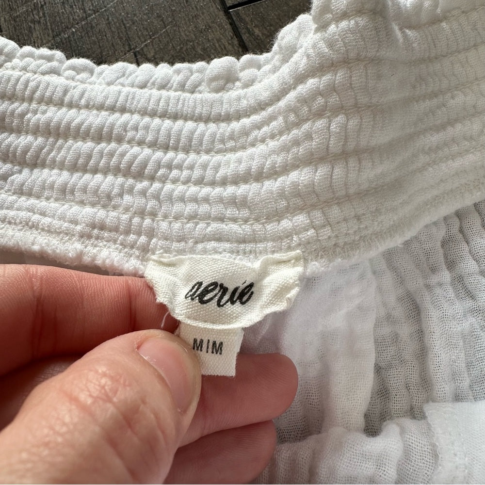 Aerie White Cotton Gauze Shorts