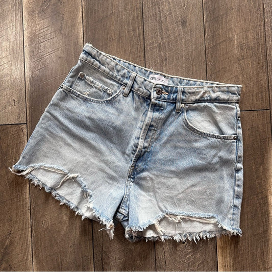 Zara Distressed Hi Rise Shorts