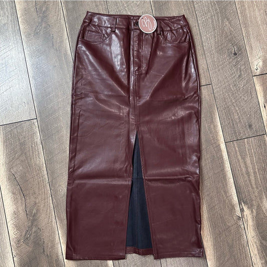 Black Tape Faux Leather Skirt
