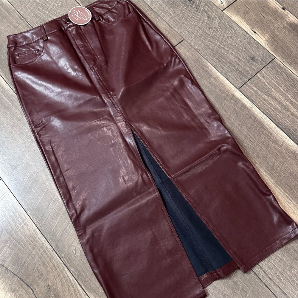 Black Tape Faux Leather Skirt