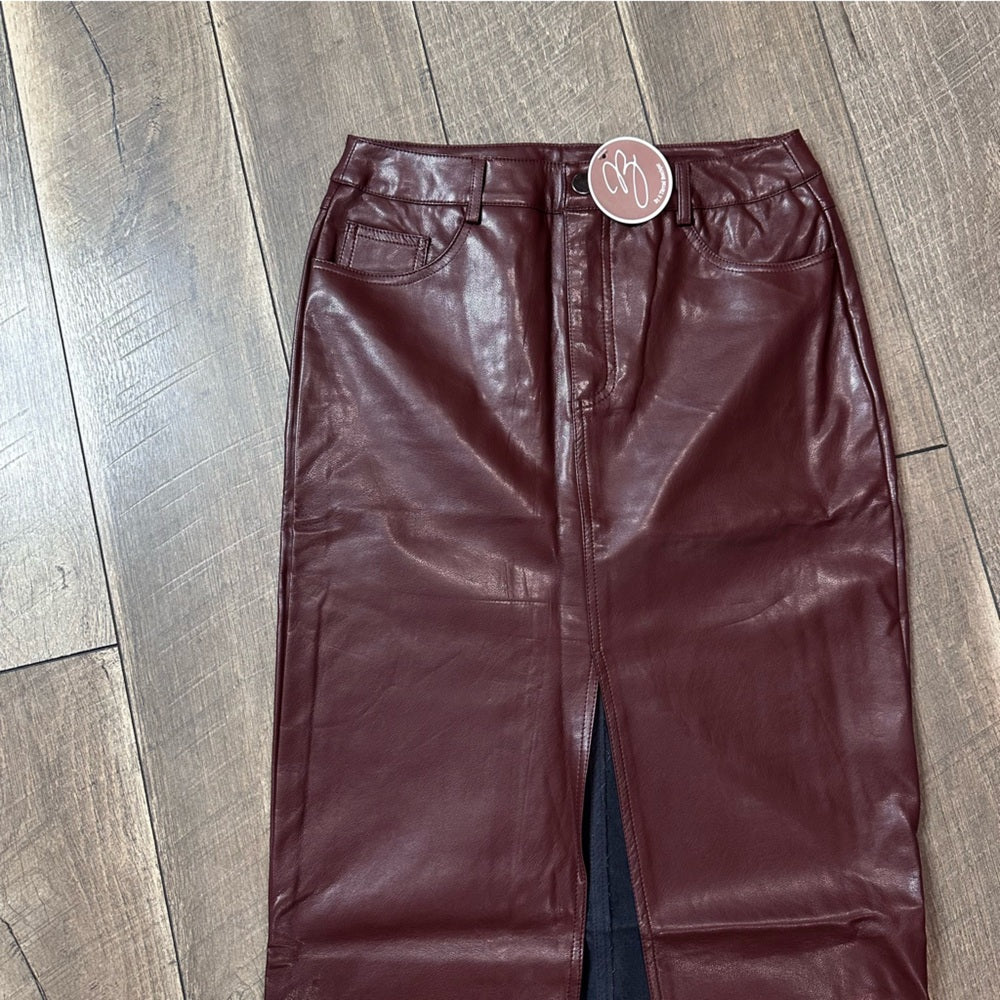 Black Tape Faux Leather Skirt