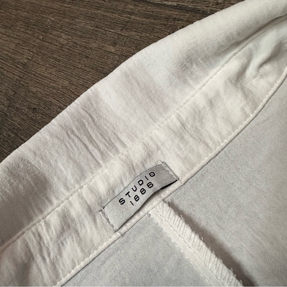 Studio 1886 3/4 Sleeve Cinch Waist Button Down Top