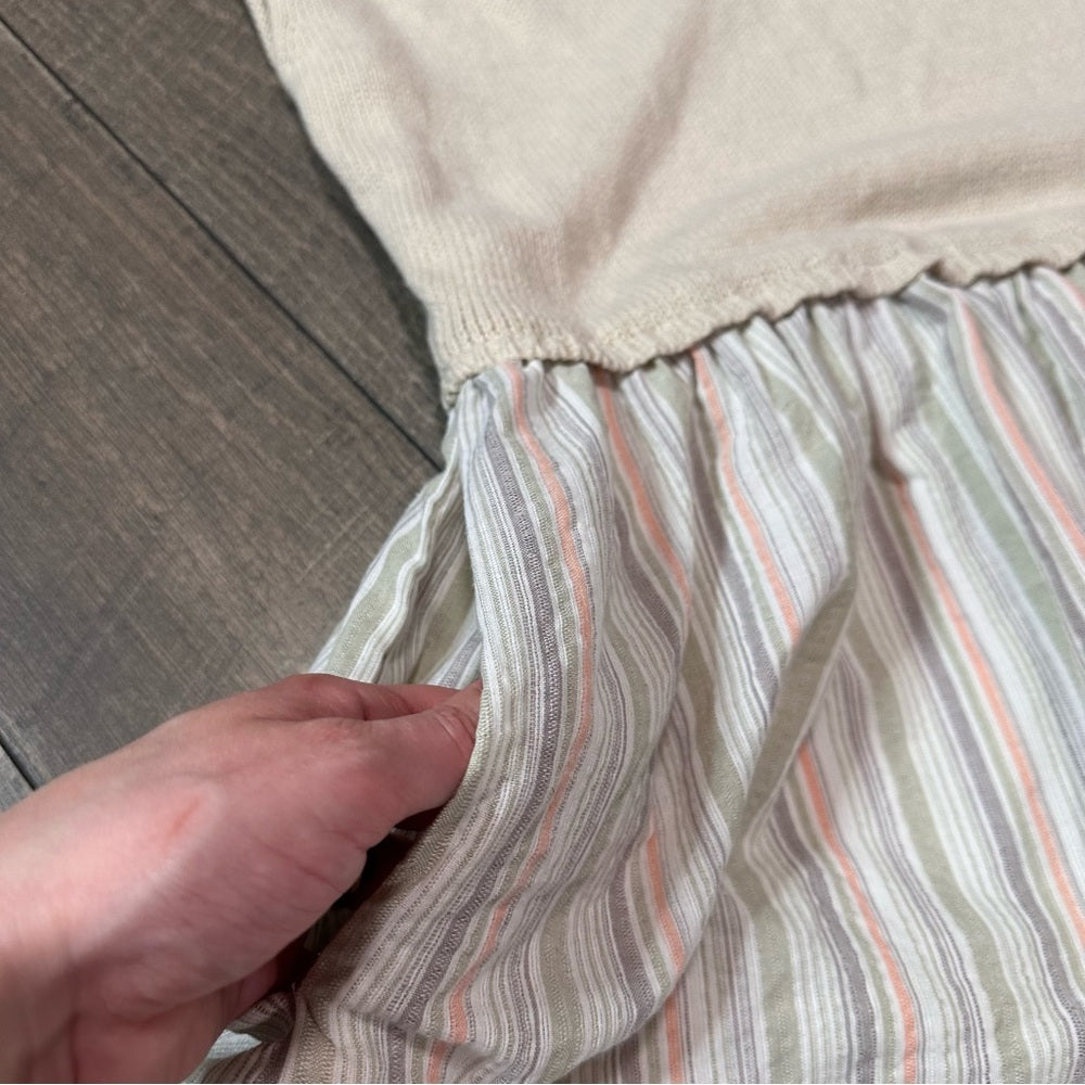 In February Knit Striped Skirt Pocketed Sleeveless Oversized Midi Dress