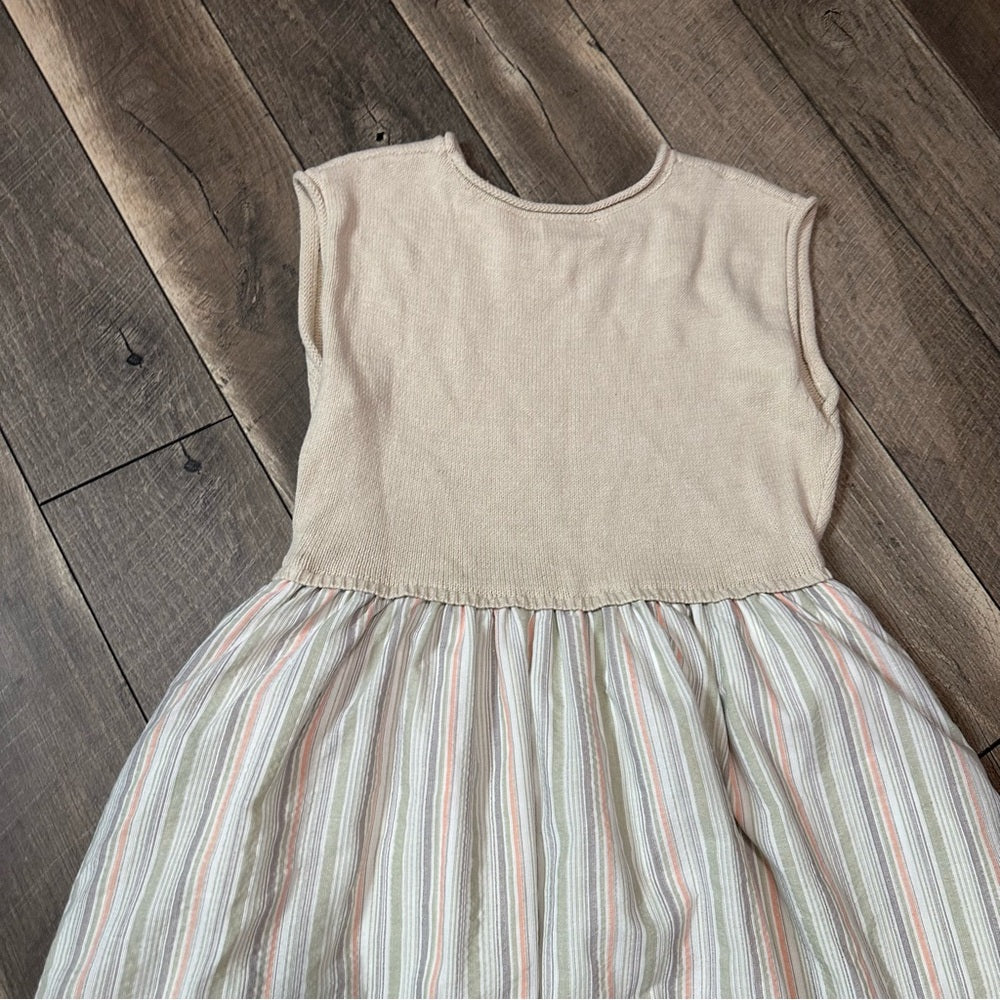 In February Knit Striped Skirt Pocketed Sleeveless Oversized Midi Dress