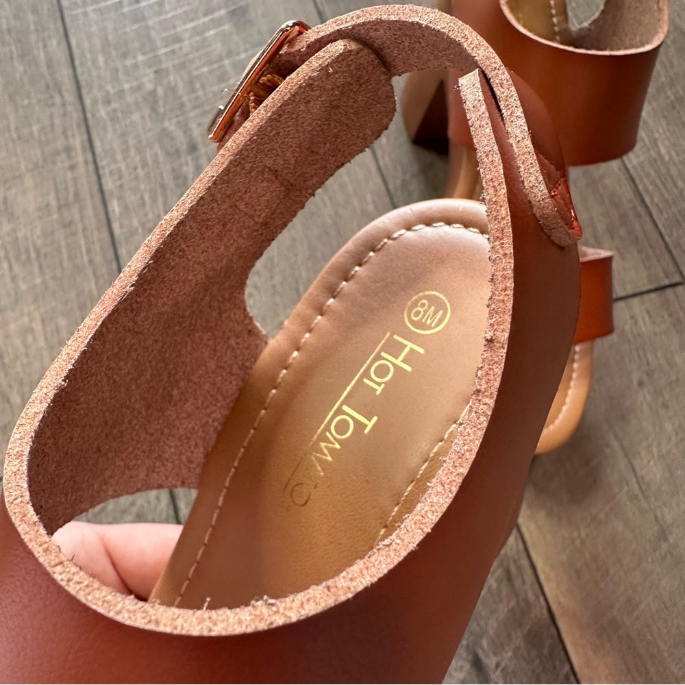 Hot Tomato Wooden Platform Heel Sandals