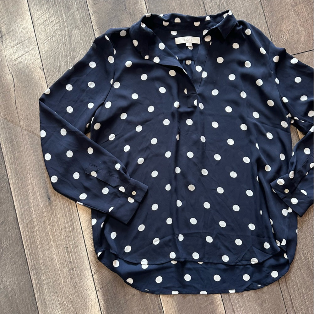 Loft Polka Dot Long Sleeve Blouse