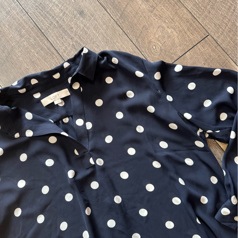 Loft Polka Dot Long Sleeve Blouse