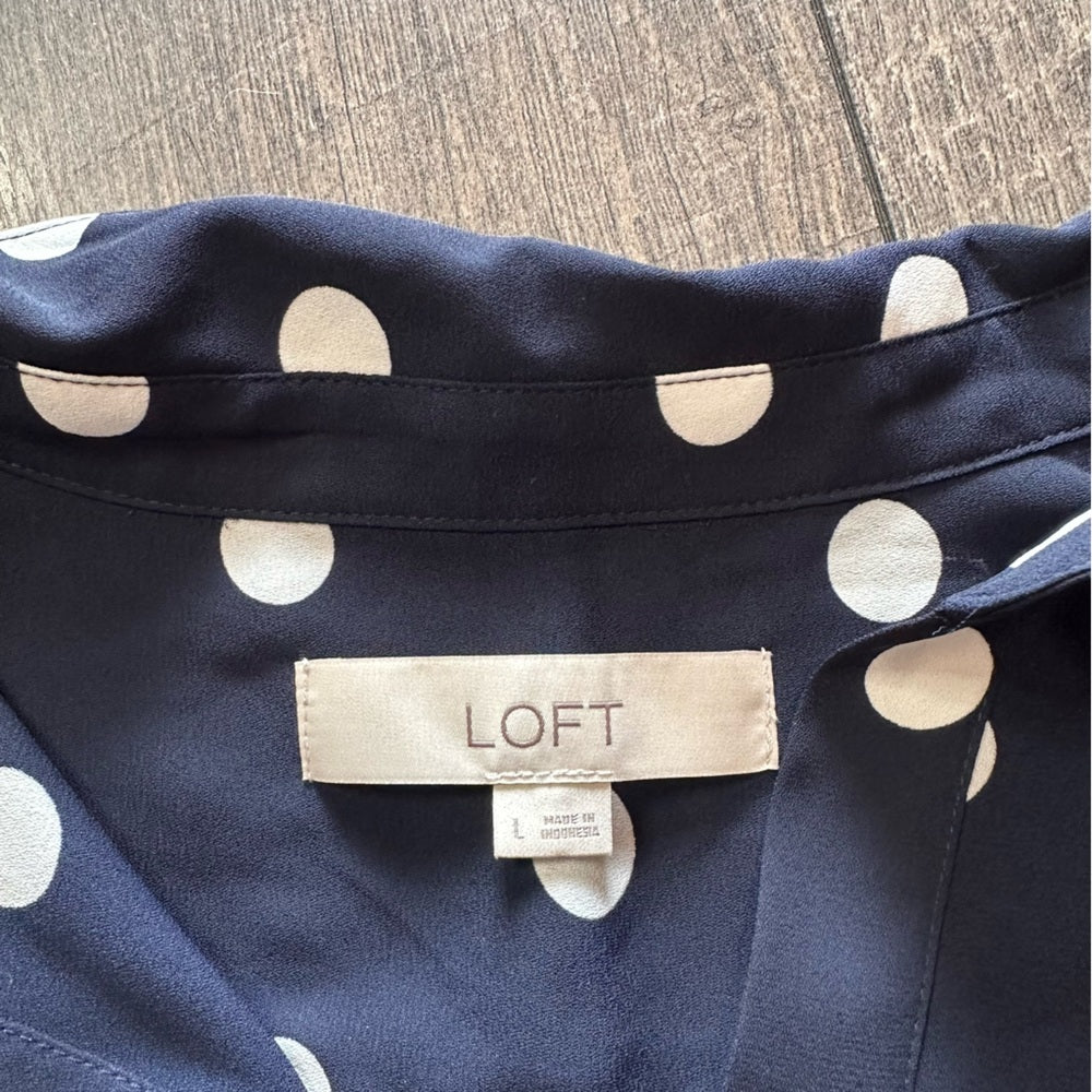 Loft Polka Dot Long Sleeve Blouse