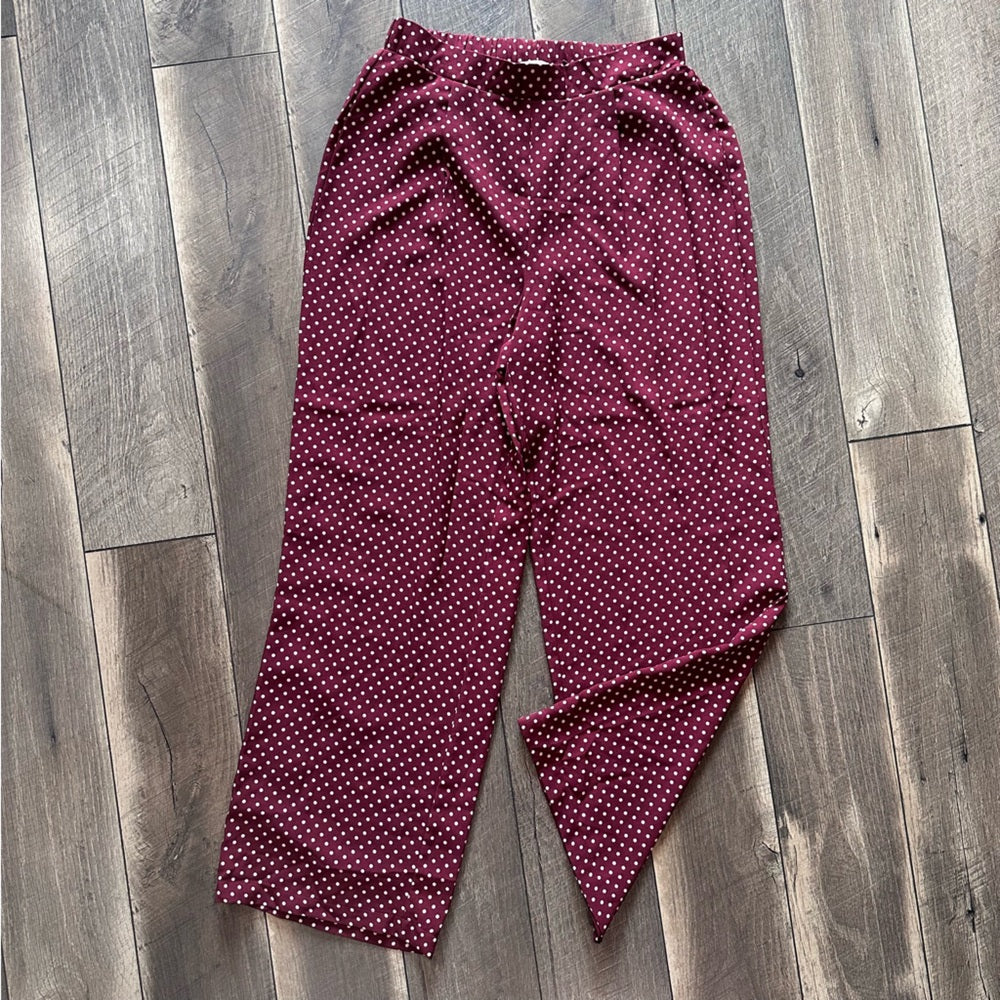 Ultra Flirt Maroon Polka Dot Wide Leg Pants