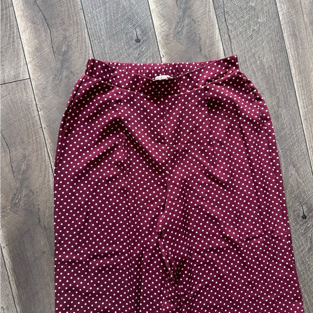 Ultra Flirt Maroon Polka Dot Wide Leg Pants