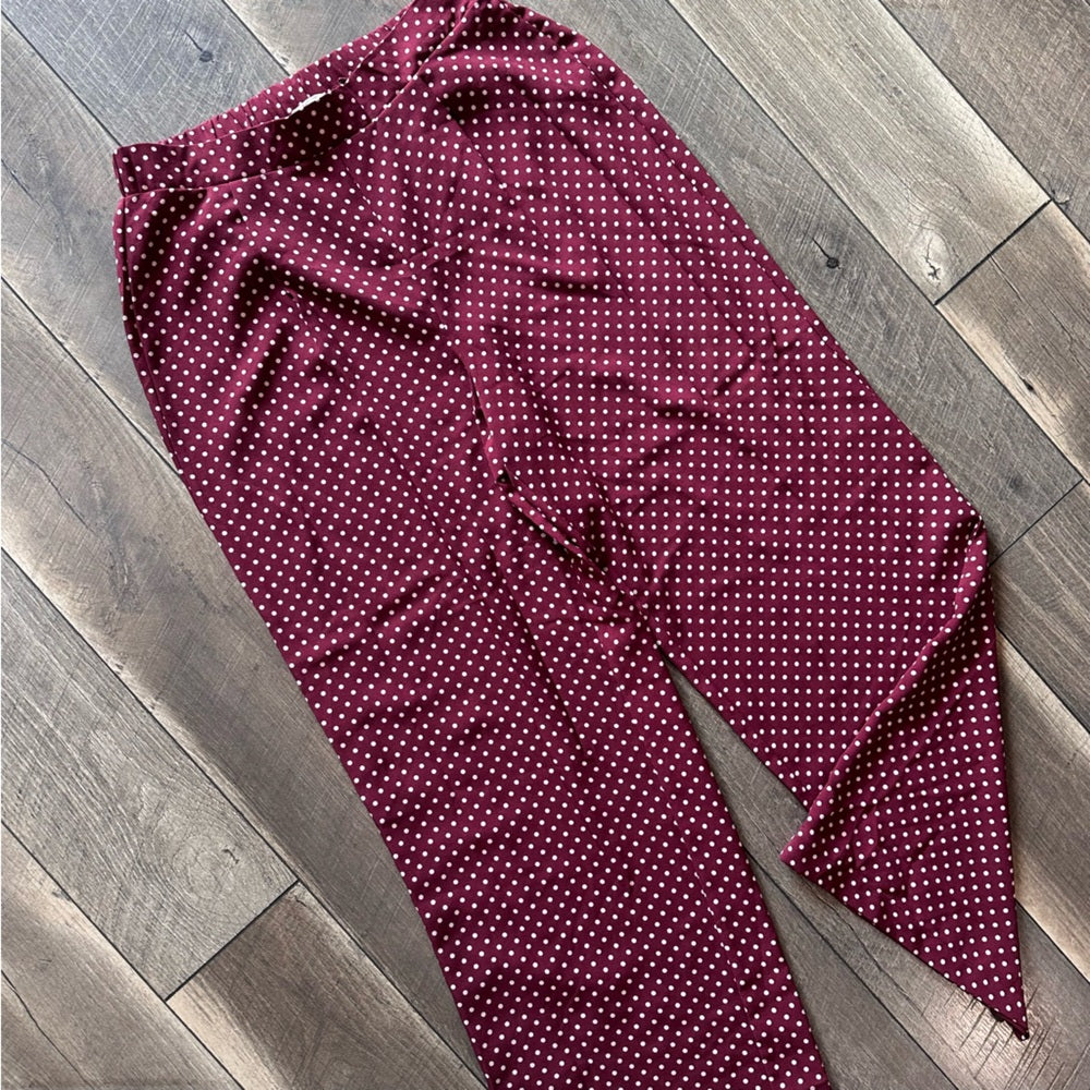 Ultra Flirt Maroon Polka Dot Wide Leg Pants