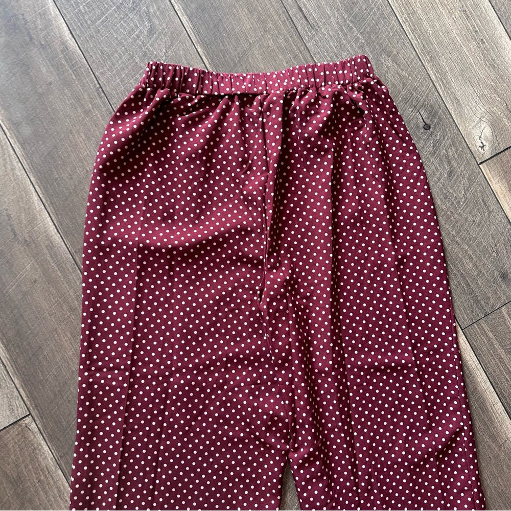 Ultra Flirt Maroon Polka Dot Wide Leg Pants
