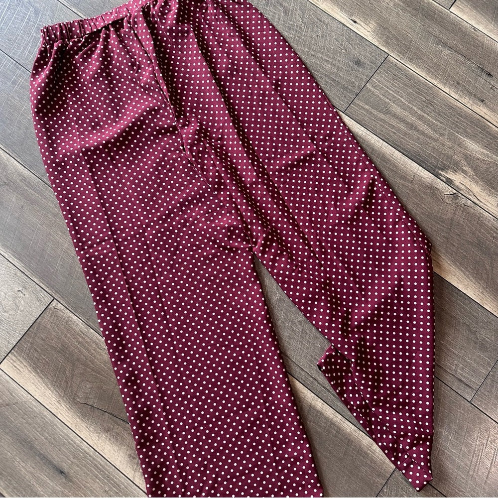 Ultra Flirt Maroon Polka Dot Wide Leg Pants