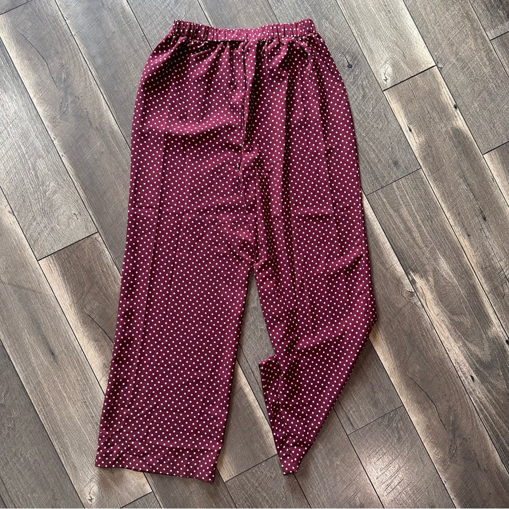 Ultra Flirt Maroon Polka Dot Wide Leg Pants
