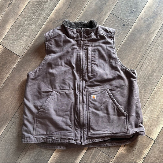 Carhartt Canvas Sherpa Lined Zip Up Vest
