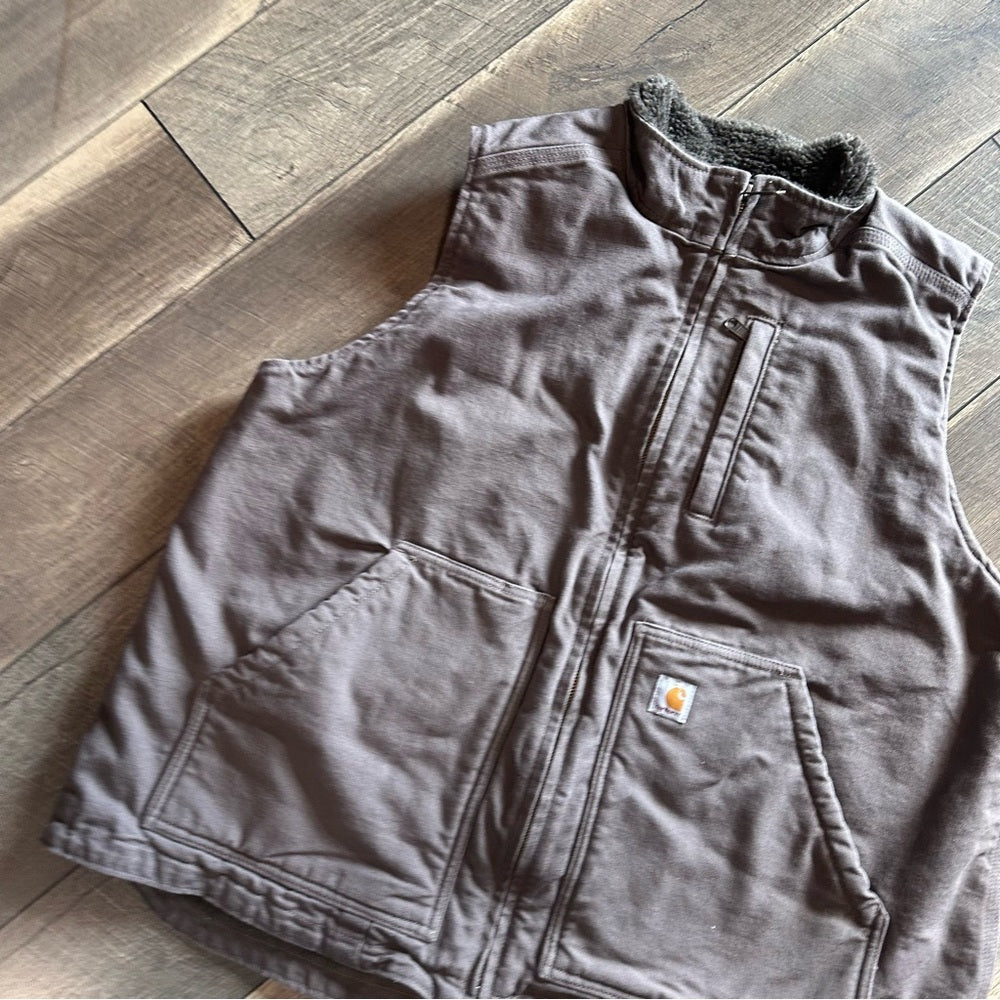 Carhartt Canvas Sherpa Lined Zip Up Vest