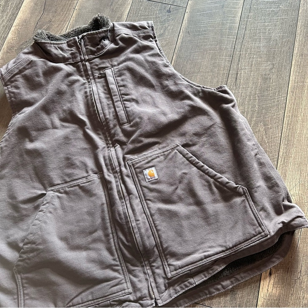 Carhartt Canvas Sherpa Lined Zip Up Vest