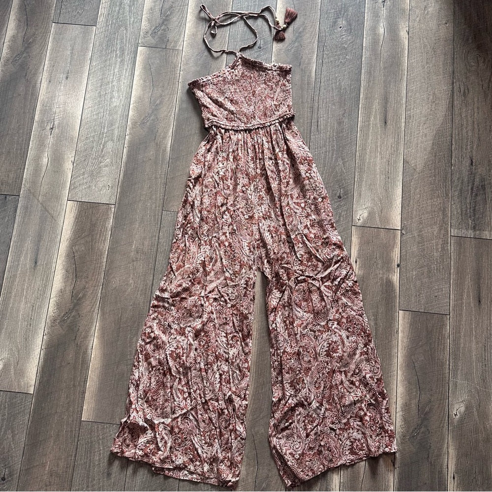Becool Halter Smocked Wide Leg Jumpsuit
