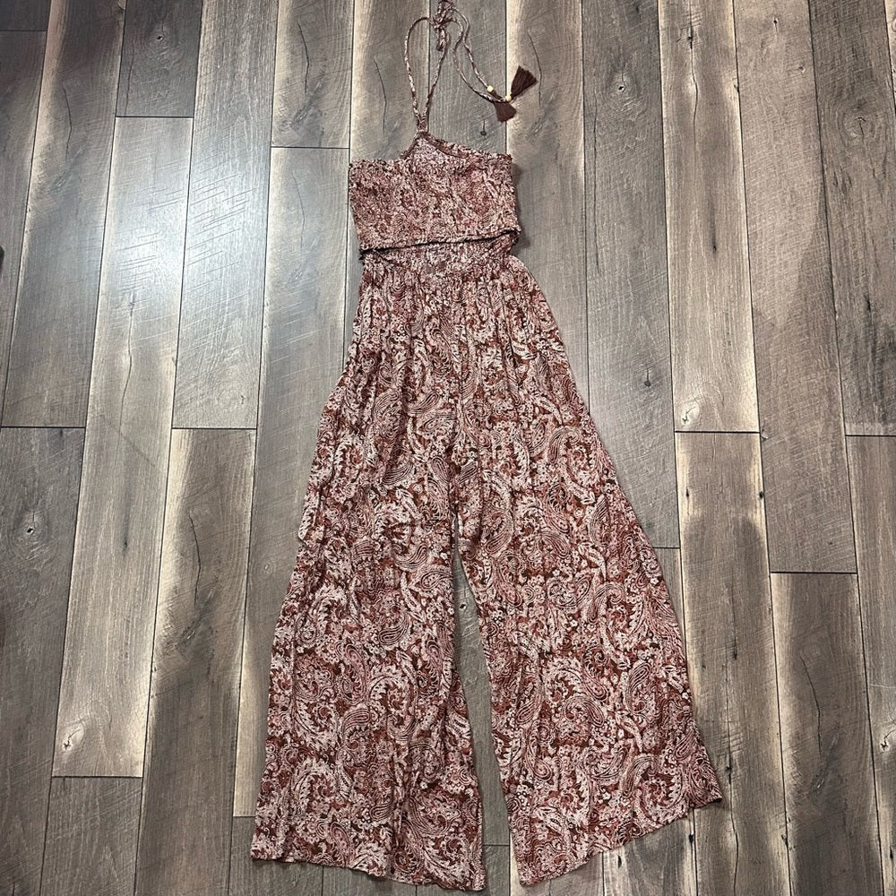 Becool Halter Smocked Wide Leg Jumpsuit